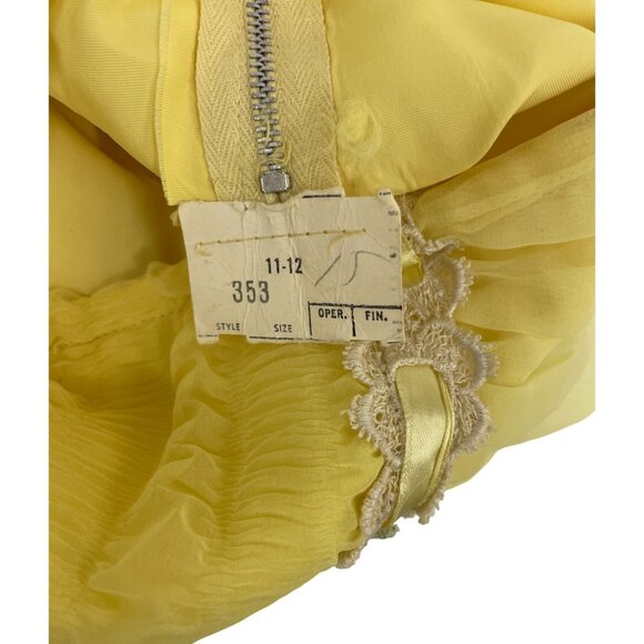 Vintage Womens Shift Dress 11-12 Yellow Ruffled Maxi Bell Sleeve Cottagecore - Picture 4 of 8